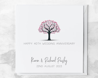 40 Year Wedding Anniversary Card | Ruby Anniversary Card | Happy 40th Anniversary | Custom Anniversary Card for Him, Her, Husband, Wife