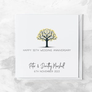 Carte d'anniversaire de mariage de 50 ans | Carte d'anniversaire dorée | Joyeux 50e anniversaire | Carte d'anniversaire personnalisée pour elle, lui, mari, femme