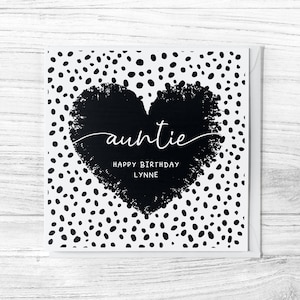 Personalised Auntie Birthday Card | Card For Her | Happy Birthday Aunty Card | Gift For Auntie | Monochrome Greetings Card | Card For Auntie