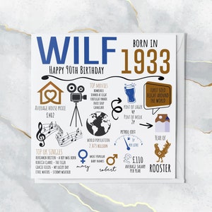 Personalised 90th Birthday Card Born in 1933 Facts - Etsy