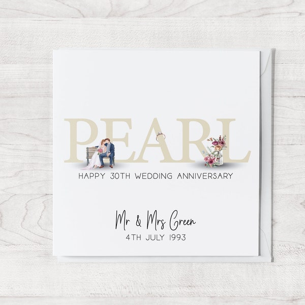 Personalised 30 Year Anniversary Card | Pearl Wedding Anniversary | 30th Anniversary Card | Anniversary Card For Him, Her, Husband, Wife