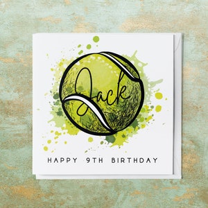 d'anniversaire de tennis de 9 ans personnalisée | 9ème carte de tennis d'anniversaire | 2015 | Pour fils, fille, petit-fils, petite-fille, nièce, neveu