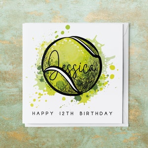 d'anniversaire de tennis de 12 ans personnalisée | 12e carte de tennis d'anniversaire | 2013 | Pour fils, fille, petit-fils, petite-fille, nièce, neveu