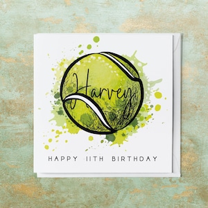 d'anniversaire de tennis de 11 ans personnalisée | 11ème carte de tennis d'anniversaire | 2014 | Pour fils, fille, petit-fils, petite-fille, nièce, neveu