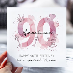 Personalised 90th Birthday Card | 90th Card For Wife, Grandma, Auntie, Friend, Sister, Mum | Birthday Card For Her | Happy 90th Birthday