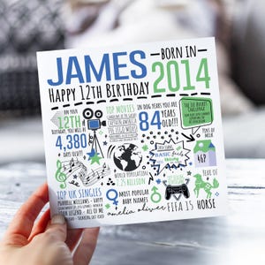 Personalised 12th Birthday Card For Him | Born in 2014 Greetings Card | 12 Year Old Card For Son, Grandson, Nephew, Brother