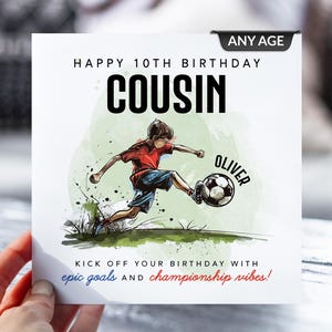 d'anniversaire de 10 ans de football | Neveu, fils, frère, petit-fils | 10e anniversaire | Footballeur de tout âge carte de vœux | Anniversaire de football, football