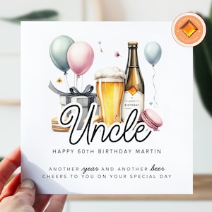 Carte du 60e anniversaire de mon oncle | Carte d'anniversaire pour lui | 60 cartes pour oncle | Carte d'anniversaire jalon pour le 60e anniversaire | 60e bière en cadeau pour oncle