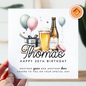 30e anniversaire | Carte d'anniversaire bière pour lui | 30 cartes pour fils, frère, neveu, petit-fils, cousin | Carte d'anniversaire pour le 30e | Carte Lager