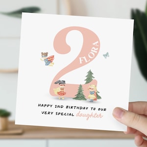 Carte d'anniversaire pour petite fille, fille, nièce, petite-fille | Carte mignonne de super-héros | Carte magique personnalisée de deux ans pour elle