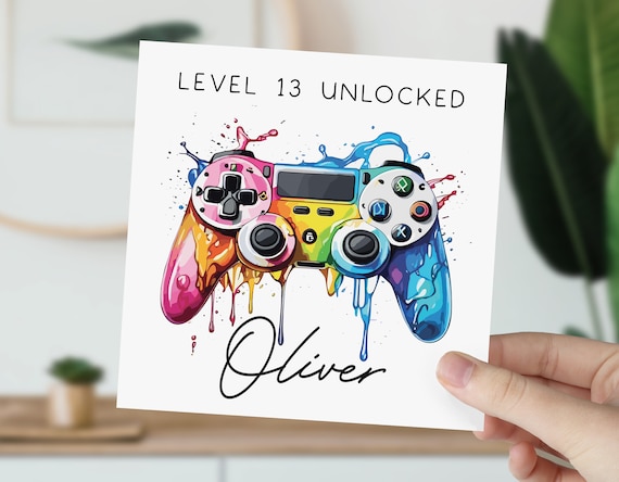 Biglietto Level 9 Anni Biglietto Compleanno Level 9 - Per Appassionati Di Videogiochi, 145x145 Mm Biglietto Compleanno Giocatore