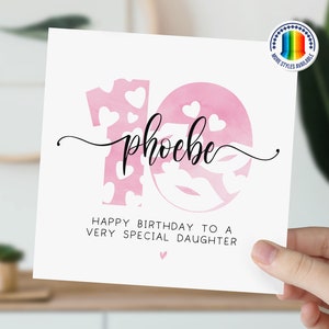10e anniversaire | Né en 2015 carte de vœux | Carte de 10 ans pour fille, petite-fille, nièce, soeur | Carte personnalisée pour fille