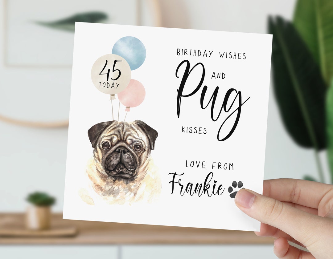 RHB-9008 Pug With Bow - Happy Birthday – Rigel Paper - View #6