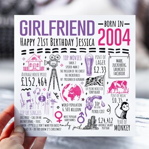 21st Birthday Card For Girlfriend | Born in 2004 Card for Girl, Partner, Lover | Girlfriend 21st Card | 21 Year Old Card For Her | 21st Gift