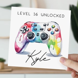 d'anniversaire de jeu de 16 ans | Carte de voeux déverrouillée | Carte Xbox pour elle et lui | Cadeau pour joueur de tout âge pour fils, fille, petit-fils