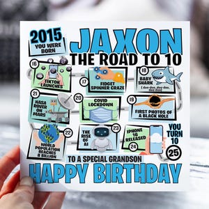 Carte 10e anniversaire pour garçon | Carte La route des 10 | Carte Né en 2015 pour garçon | pour fils, neveu, petit-fils, frère | Carte de 10 ans