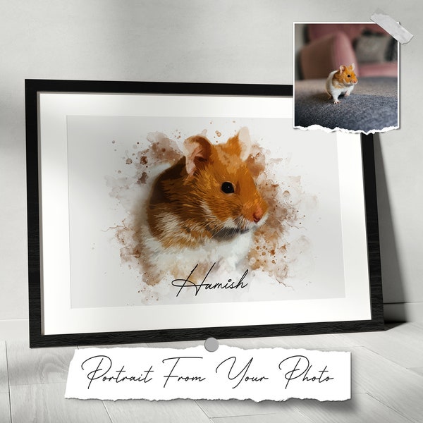 Custom Hamster Print | Pet Portrait From Photo | Custom Pet Watercolour Gift | Hamster Lover Gift | Pet Owner Christmas Present | Dad, Mum