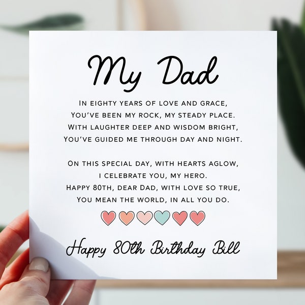 Personalsed 80th Brthday Card For Dad Great Grandad Grandpa | Etsy UK - View #2
