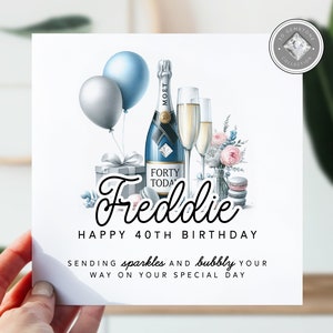 40e anniversaire | Carte d'anniversaire pour lui | 40 cartes pour fils, frère, mari, père, oncle, cousin | Carte d'anniversaire pour 40 ans | Carte Champagne