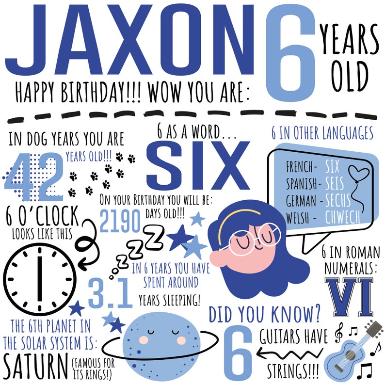 Personalised 6th Birthday Card for Boy 6th Birthday Card for - Etsy