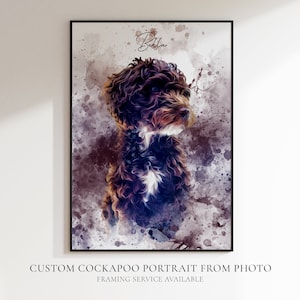 Custom Watercolour Cockapoo Print | Personalised Cockerpoo Gift Idea | Pet Portrait From Photo | Poodle/Cocker Spaniel Present | Fathers Day