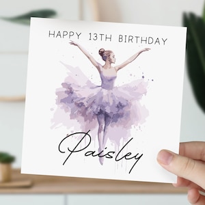 d'anniversaire personnalisée ballerine pour elle | d'anniversaire de 13 ans de ballet | Carte de voeux danseuse pour fille, petite-fille, nièce