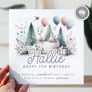 Carte d'anniversaire pour fille, petite-fille, nièce, fille | Carte de sept anniversaires pour petite fille | Animal mignon | Carte pour 7 ans