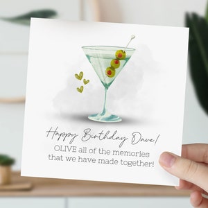 carte d'anniversaire cocktail martini | Carte pour meilleure amie, meilleure amie, fille, nièce, femme, soeur | Jeu de mots sur l'alcool | pour amateur de cocktails | Femelle