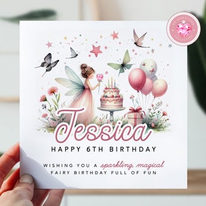 Carte pour 6e anniversaire pour fille, petite-fille, nièce, fille | Carte d'anniversaire pour petite fille | Princesse mignonne carte de vœux | Carte pour 6 ans