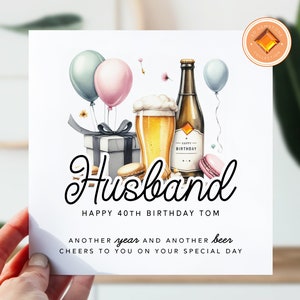 40e carte d'anniversaire pour mari | Carte d'anniversaire pour lui | Carte de 40 pour mari, partenaire | Carte d'anniversaire pour 40 ans | 40e bière cadeau pour mari