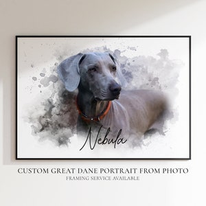 Personalised Great Dane Pet Portrait | Custom Dog Watercolour Portrait | Pet Painting From Your Photo | Dog Lover Gift | Great Dane Artwork