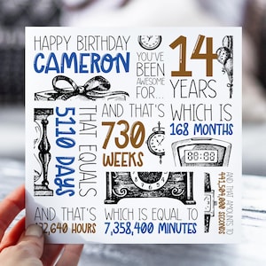 d'anniversaire personnalisée de 14 ans | 14e anniversaire pour garçons, lui | Carte de l'année 2011 | Pour le fils, le petit-fils, le neveu et le frère