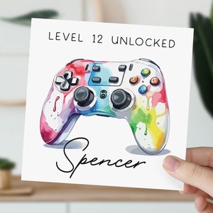 d'anniversaire de jeu de 12 ans | Carte de voeux déverrouillée | Carte Xbox pour elle et lui | Cadeau pour joueur de tout âge pour fils, fille, petit-fils