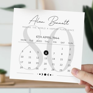 Carte calendrier personnalisée du 80e anniversaire | Carte de voeux 1944 | 80e carte pour lui | Carte d'étape importante pour papa, mari, grand-père, oncle