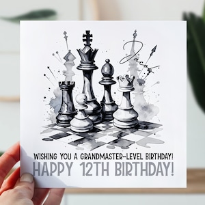 d'anniversaire d'échecs | Carte d'anniversaire amateur de jeux de société pour fils, petit-fils, neveu | Carte d'échecs de tout âge | Carte de joueur d'échecs grand maître