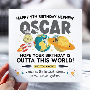 Thème de l'espace pour carte 9e anniversaire | Carte Rocket pour fils, fille, petit-fils, nièce, neveu | carte de visite amusante sur l'espace | Cadeau 9 ans
