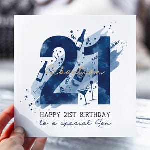 Carte d'anniversaire personnalisée pour 21 ans | 21e carte pour garçon, fils, petit-fils, neveu, frère, cousin | Carte d'anniversaire pour lui | Joyeux 21e anniversaire
