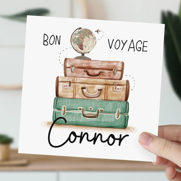 Personalised Bon Voyage Card | Good Luck On Your Adventure Card | Moving Abroad, Gap Year Card | Going Travelling Gift | Emmigration Card