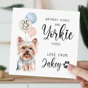 carte d'anniversaire Yorkie | Joyeux anniversaire de la part du Yorkie | Amateurs de Yorkie | carte personnalisée du chien | Carte d'anniversaire personnalisée de style Yorkie |