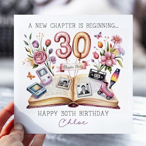 Carte d'anniversaire pour fille, nièce, soeur, petite-fille, amie, femme | Nouveau design du livre Chapitre trente | Carte personnalisée pour elle
