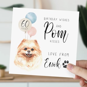 Carte d'anniversaire de Poméranie | Joyeux anniversaire de la part des Poms | amateurs de Poméranie | carte personnalisée du chien | Carte d'anniversaire personnalisée |
