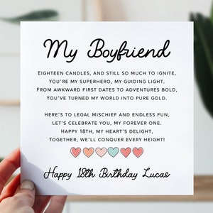 Carte d'anniversaire pour petit ami | 18e anniversaire de petit ami | Jolie carte de poème pour lui | From The Heart 18 carte d'anniversaire pour petit ami, amoureux