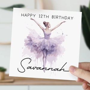 Personalised Ballerina Birthday Card For Her | 12 Year Old Ballet Birthday Card | Dancer Greetings Card For Daughter, Granddaughter, Niece