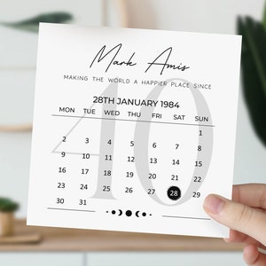 Calendrier personnalisé pour 40e anniversaire | Carte de voeux 1984 | 40e carte pour lui | Carte d'étape pour homme, fils, frère, mari,