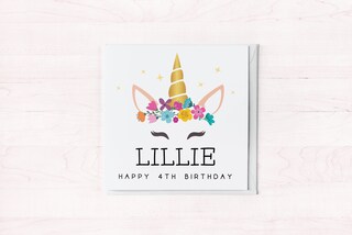 Biglietto Auguri 4 Anni Figlioccia: Con Unicorno, Formato A5 Con Busta – Olivia Samuel