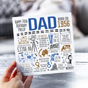 70th Birthday Card For Dad | Born in 1956 Facts Card for Dad, Daddy, Father | Dad 70th Card | 70 Year Old Card For Him | 70th Gift For Papa