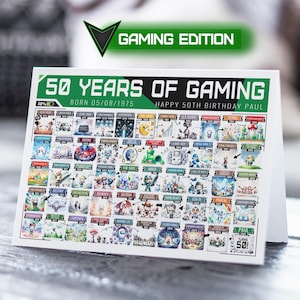 Édition jeu de cartes 50e anniversaire | Né en 1975 | 50 ans de jeux vidéo | Carte d'anniversaire importante pour lui, oncle, frère, mari, père