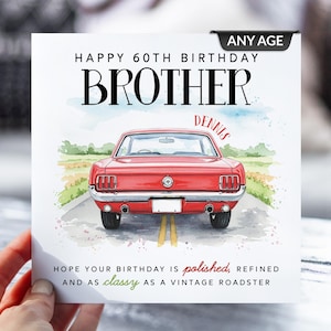 d'anniversaire personnalisée avec une voiture classique | Tout âge et tout nom | carte pour frère, papa, oncle | Voitures de collection | Roadster vintage | Carte pour lui