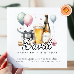 60e anniversaire | Carte d'anniversaire bière pour lui | Carte de 60 pour fils, frère, père, grand-père, mari | Carte d'anniversaire pour les 60 ans | Carte Lager