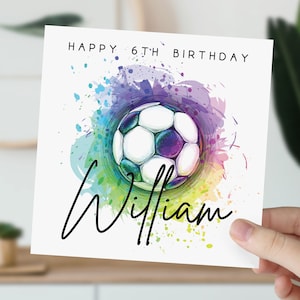 d'anniversaire personnalisée de 6 ans sur le football | Carte de foot pour 6e anniversaire | 2019 | Pour fils, fille, petit-fils, petite-fille, nièce, neveu